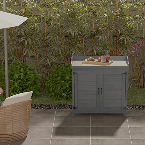 Natural Wooden Storage Cabinet with Potting Bench Z6868
