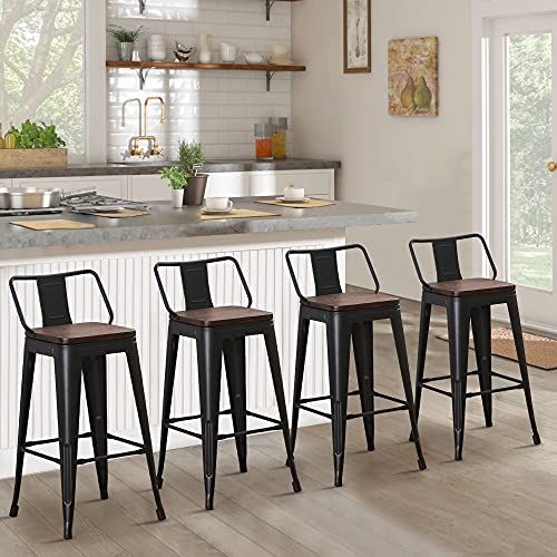 Distressed White 30 Inch Metal Bar Stools Set of 4 K3604