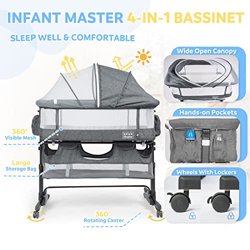 Grey 3 in 1 Baby Bassinet with Mesh Wall G669