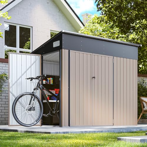 Black Galvanized Steel Triple Doors Lean to Shed K7156