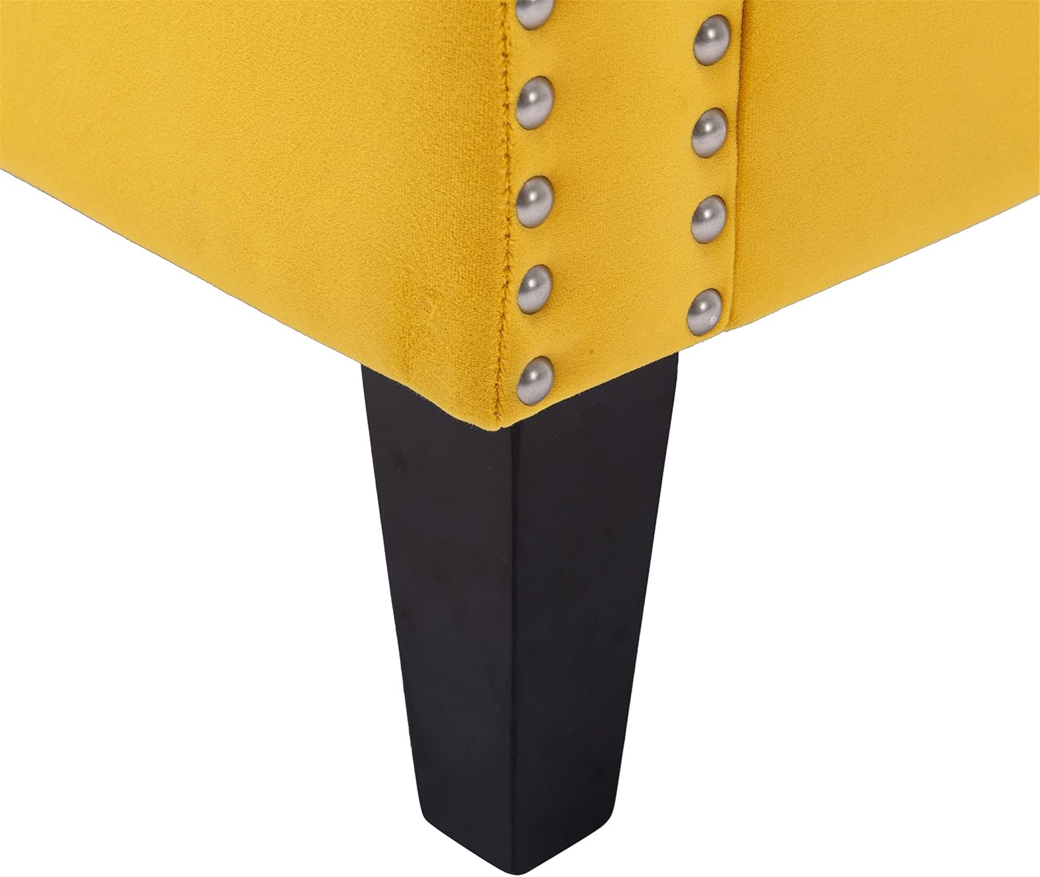 Yellow Velvet Accent Chairs with Wood Legs O42160
