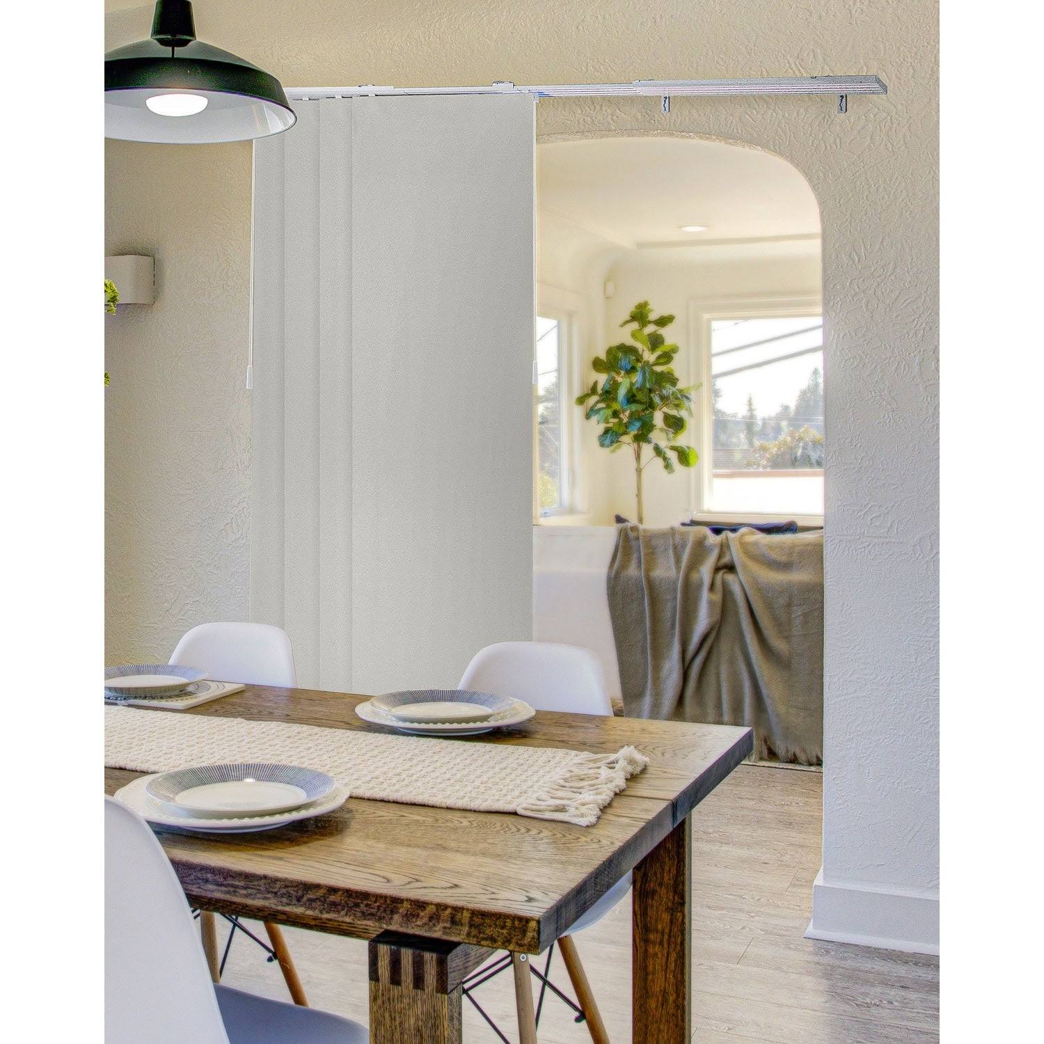 Blackout Adjustable Sliding Panel Track Blind, Up to 86 inchw x 96 inchh, Ivory X163