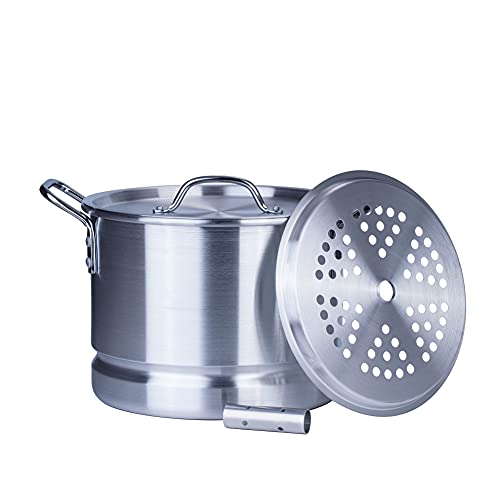 32 Quart Aluminum Tamale Steamer Pot with Steamer Rack and Tube B891504