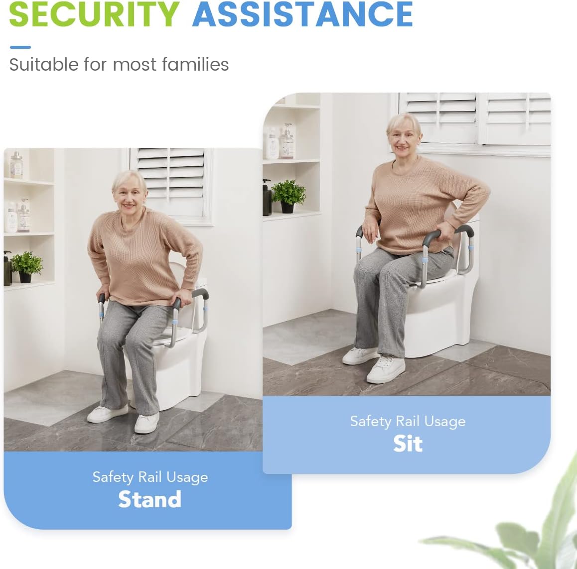 Adjustable Compact Toilet Safety Rail with Hand Rails H3407