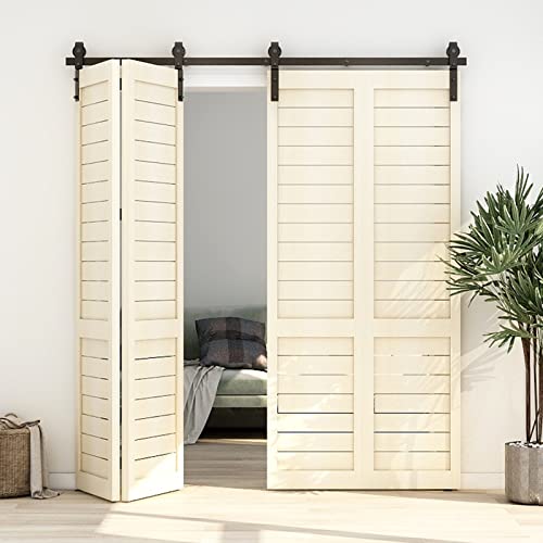 Black Track Bi-Folding Sliding Barn Door Hardware Kit F325
