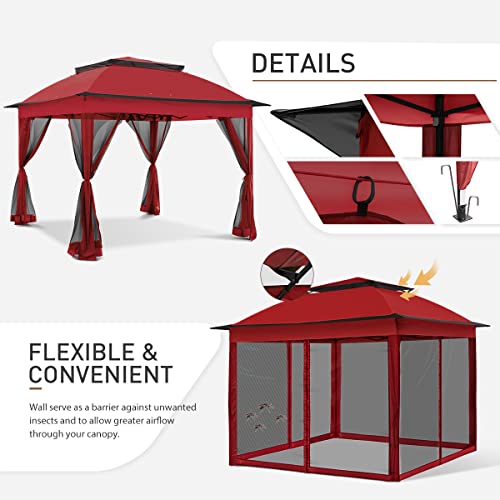 Beige 11x11 Pop Up Gazebo Tent with Mosquito Netting W22212