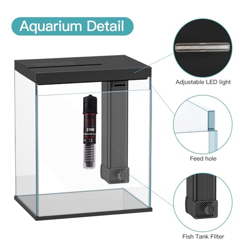 2 Gallon Glass Betta Fish Tank with Heater Filter and Light K81373
