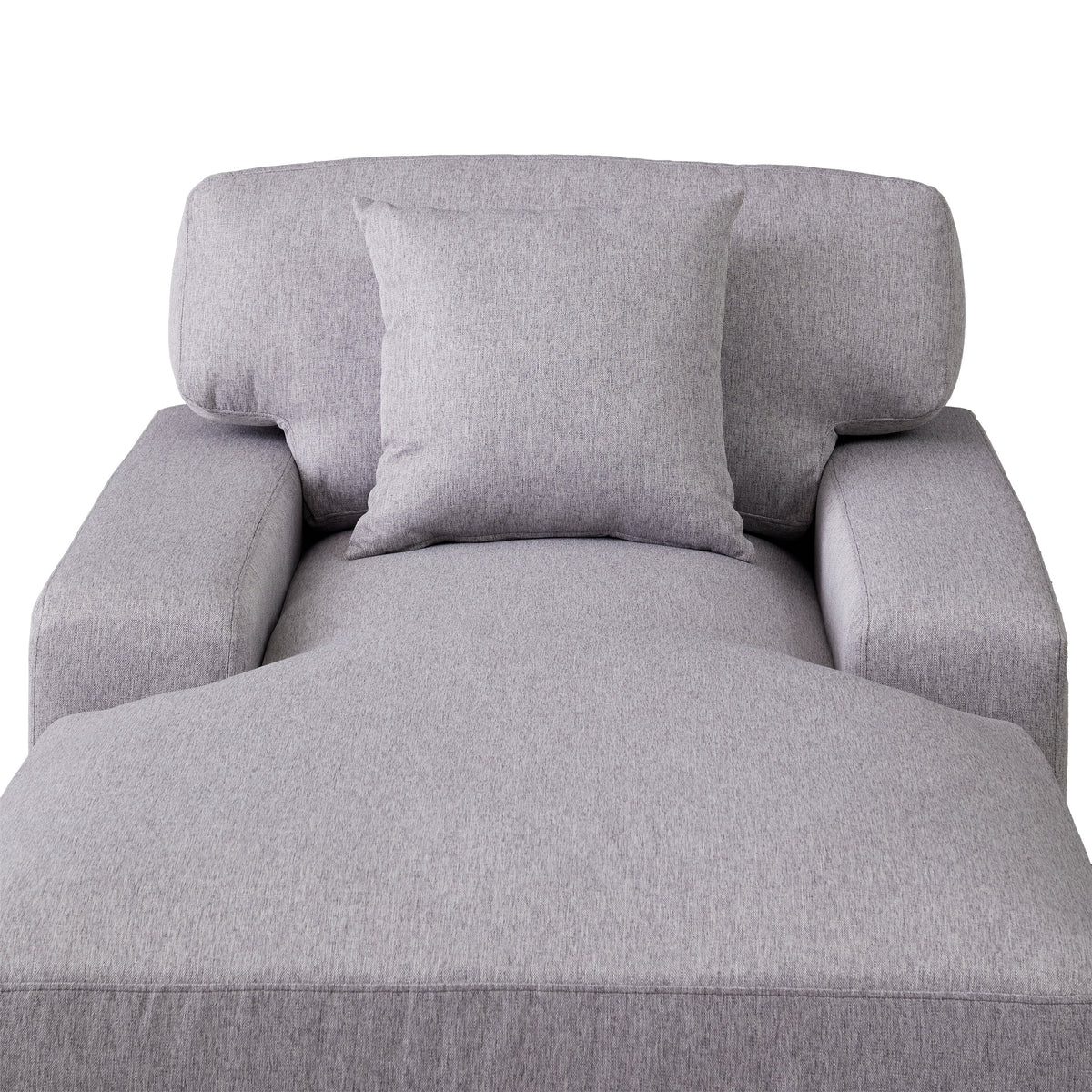 Gray Velvet Oversized Chaise Lounger Sleeper Sofa V3419