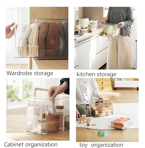 4pack Stackable Refrigerator Organizer Bins with Pull-Out Drawer S706