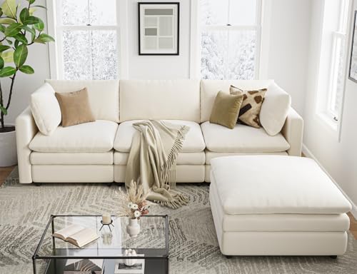 L Shaped Sectional Couch with Ottoman 4 Seats Sofa Y4012