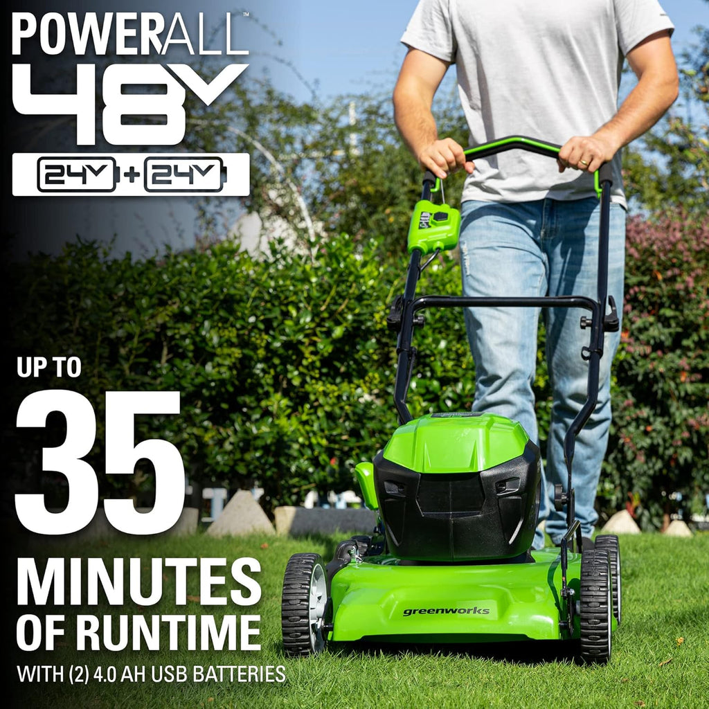 2 x 24V (48V) 19" Brushless Cordless Lawn Mower with 4.0Ah Batteries and Dual Port Charger T513349