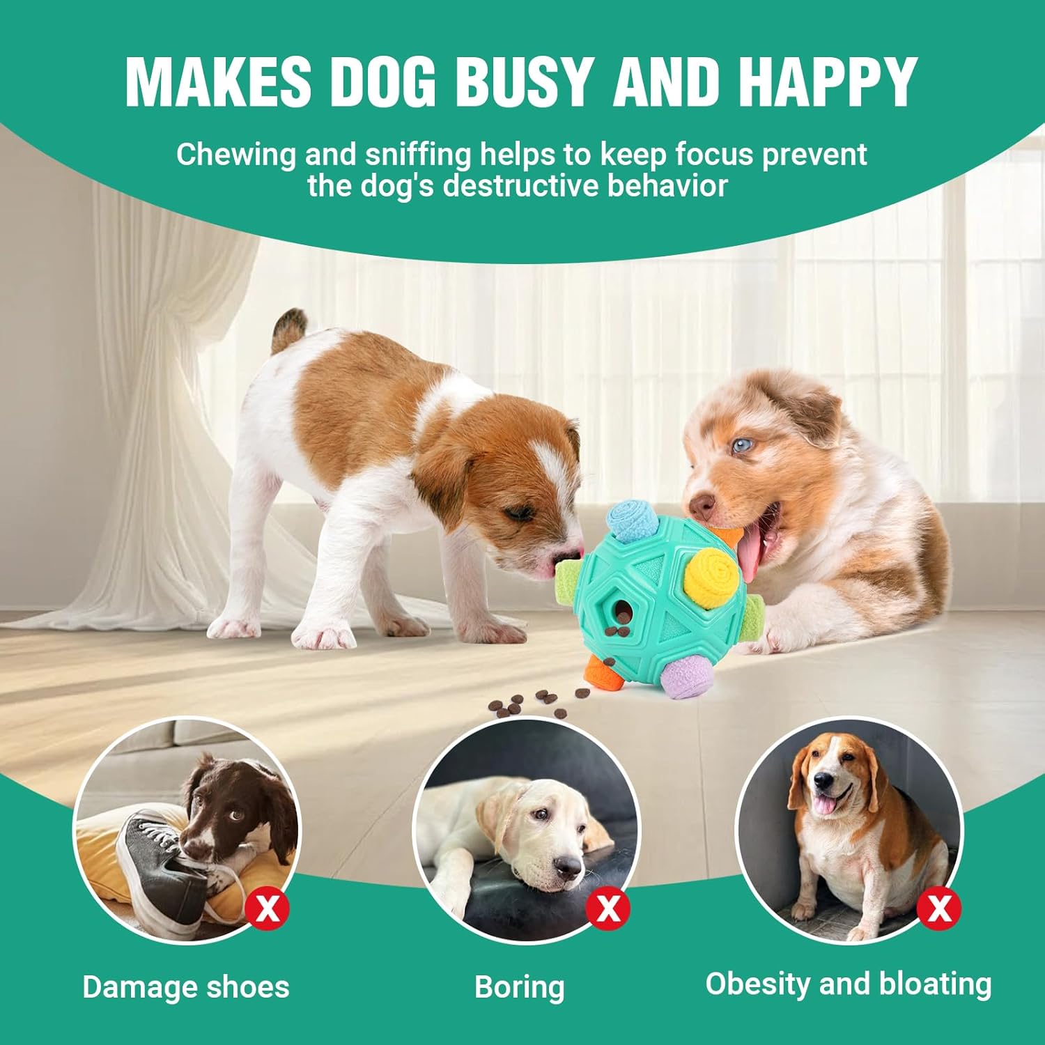Dog Puzzle Toy Snuffle Ball Treat Dispensing Toy, Machine Washable E337
