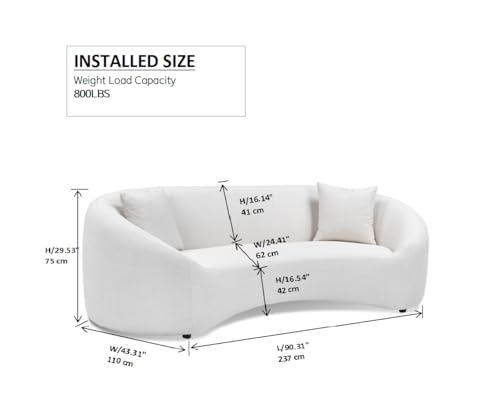 Light Gray Chenille Velvet 3 Seater Curved Sofa F1009