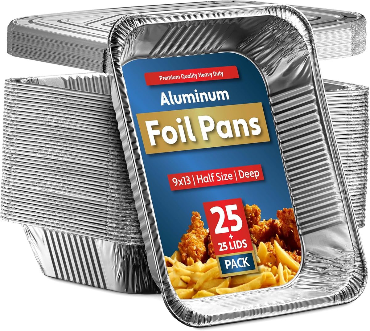 25 Pack 9x13 Aluminum Baking Pans with Lids M85875
