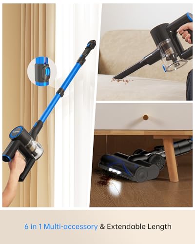 400W Lightweight Cordless Stick Vacuum with Detachable Battery (Blue) I346