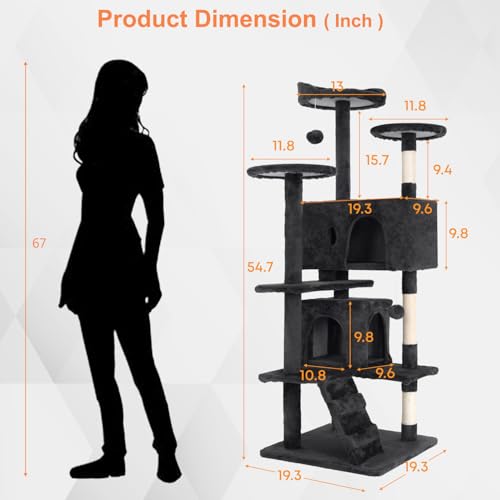 Dark Gray Multi-Level Cat Tree with Scratching Posts P58186