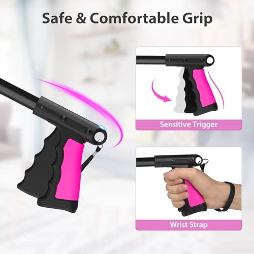 Pink Foldable Reacher Grabber Tool with 360° Rotating Jaw C15155
