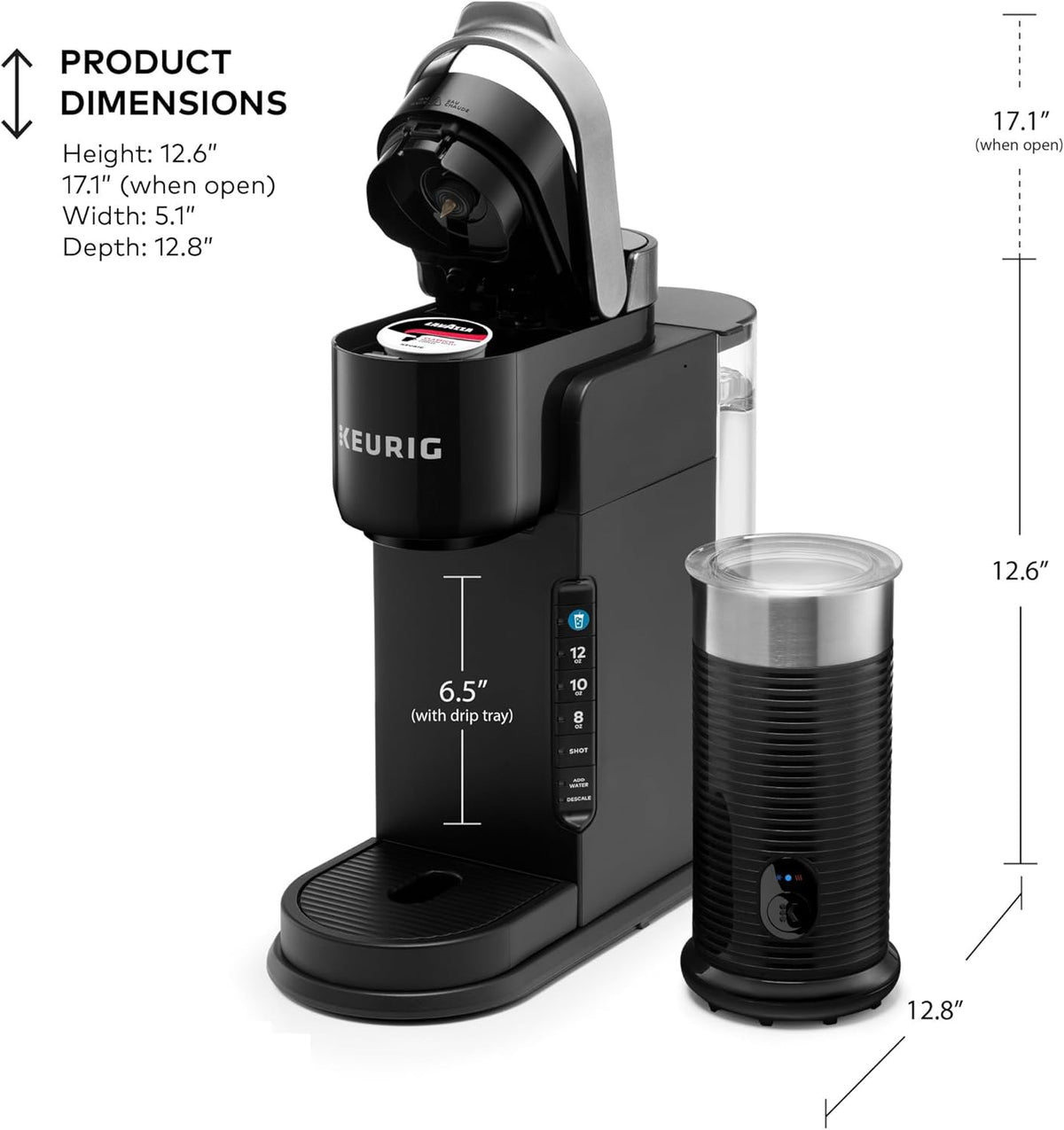 Black Single Serve Coffee Maker and Frother H178