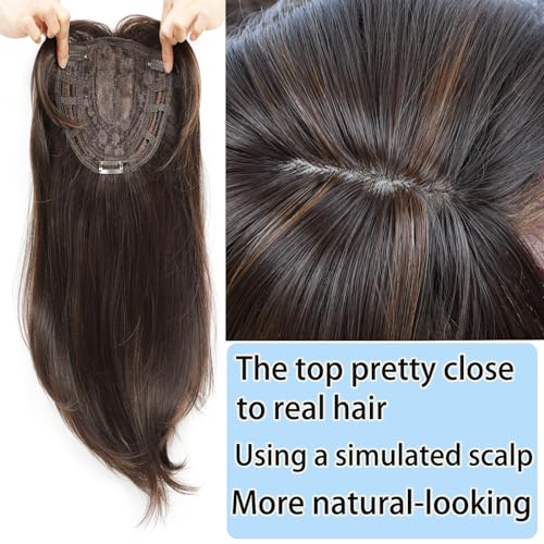18 Inch Synthetic Fiber Clip in Hair Topper (Chestnut Brown & Honey Blonde) N8305