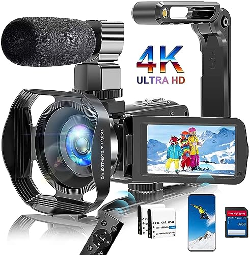 4K 48MP Camcorder with 3" Touch Screen, 2 Batteries, 32GB Card Z65056