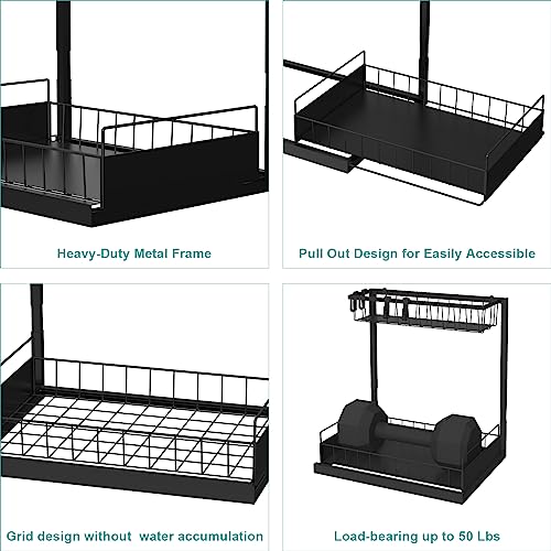 2-Pack Height Adjustable 2-Tier Pull Out Under Sink Organizer A7098