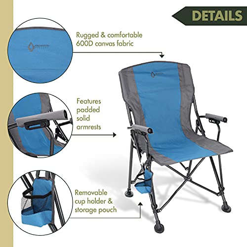 Tan & Gray Heavy-Duty Folding Camping Quad Chair with Cup Holder Y741