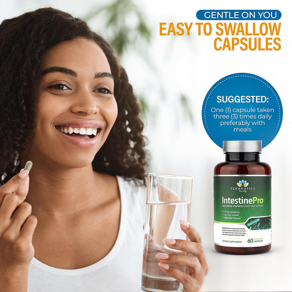 Intestine Support with Non-GMO Wormwood, Black Walnut, Echinacea, 60 Vegetarian Capsules P759307