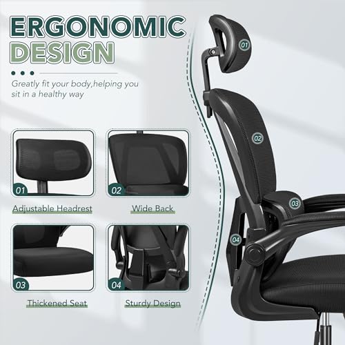 Black High Back Mesh Office Chair with Adjustable Lumbar Support J357906