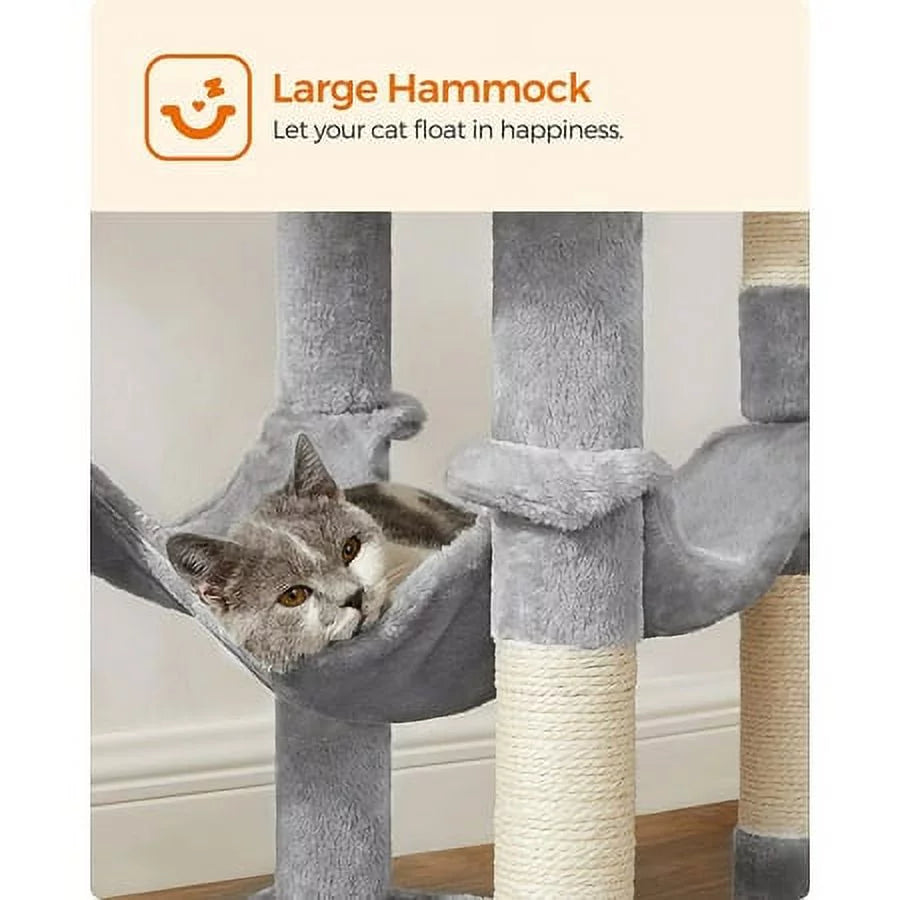 Light Gray Cat Tree with Scratching Posts Hammock B54979