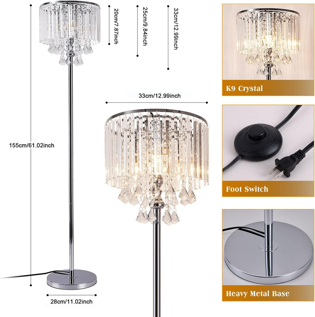 Chrome Crystal 3-Lights Floor Lamp U790326