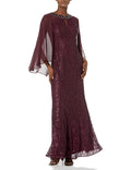 Sequin Lace Chiffon Capelet Gown S54494