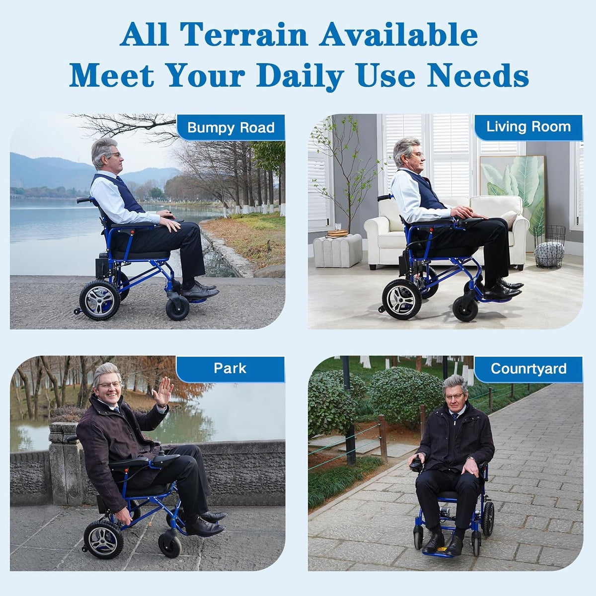 Black Lightweight Foldable Electric Wheelchair F3303
