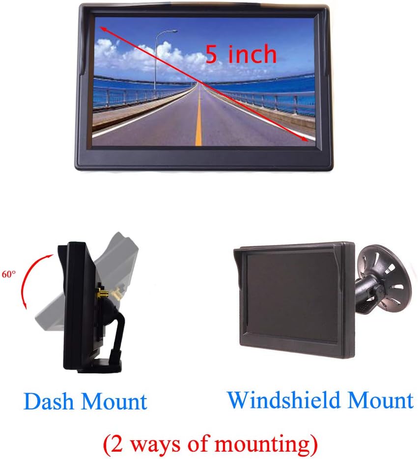 5 TFT LCD Monitor License Plate Backup Camera with 8 LED Night Vision R752