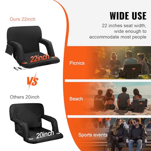 Wide Folding Padded Stadium Seat with Back Support N55277