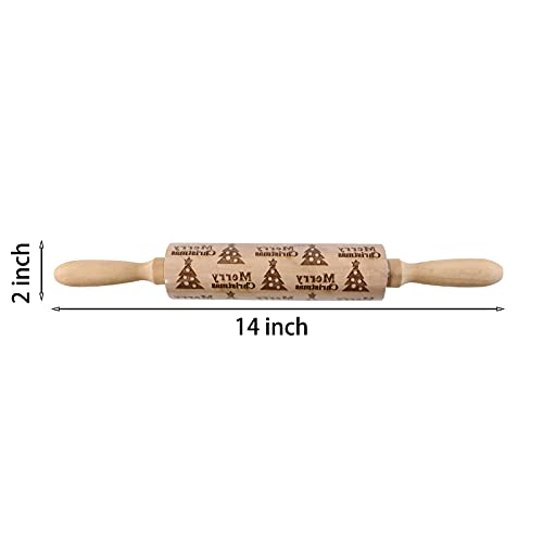 4Pack Christmas Wooden 3D Rolling Pins Embossed L591
