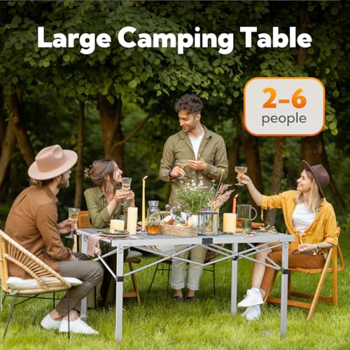 Natural Aluminum Roll-Up Camping Table with Carry Bag R390365