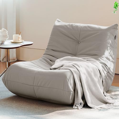 3-Seater Beige Suede Microfiber Bean Bag Chair U688618