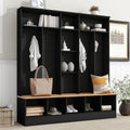 Black Hall Tree with Storage Bench and 8 Hooks I537305