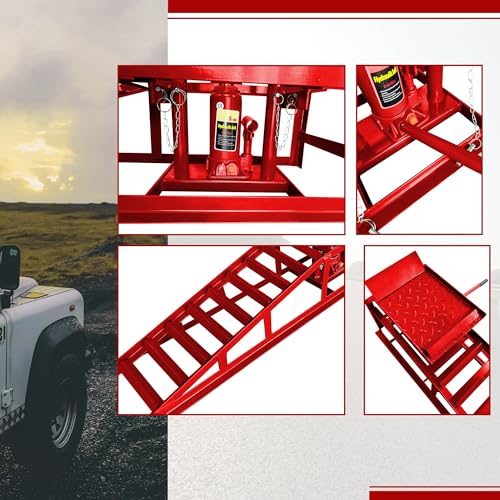 2 Pack Hydraulic Car Ramps 5T 10000lbs Low Profile Lift Height 11.61-16.21 Inches J584157