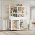 Black Wood & Metal Large Dog Crate Furniture with 4-Tier Shelves and 2 Storage Drawers T626099