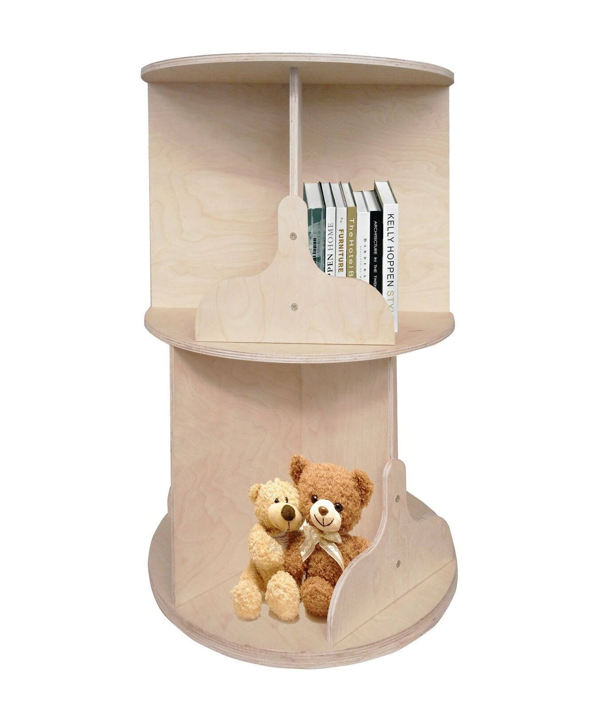 Natural Finish Two-Tier Round Wooden Bookcase P2142