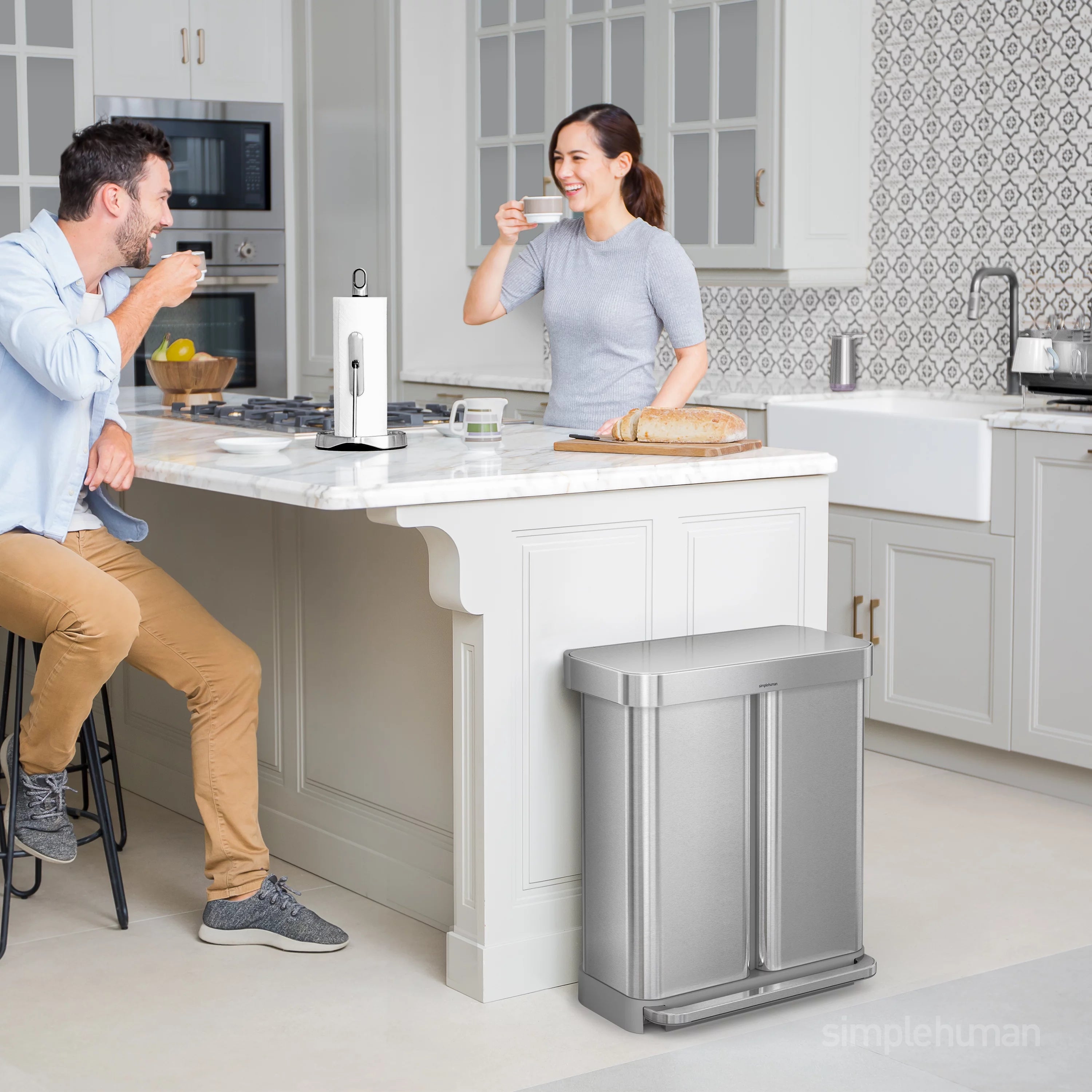 58 Liter Stainless Steel Dual Compartment Step Trash Can J4150