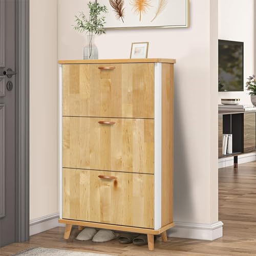 3 Drawer Maple Wood Shoe Cabinet D145323