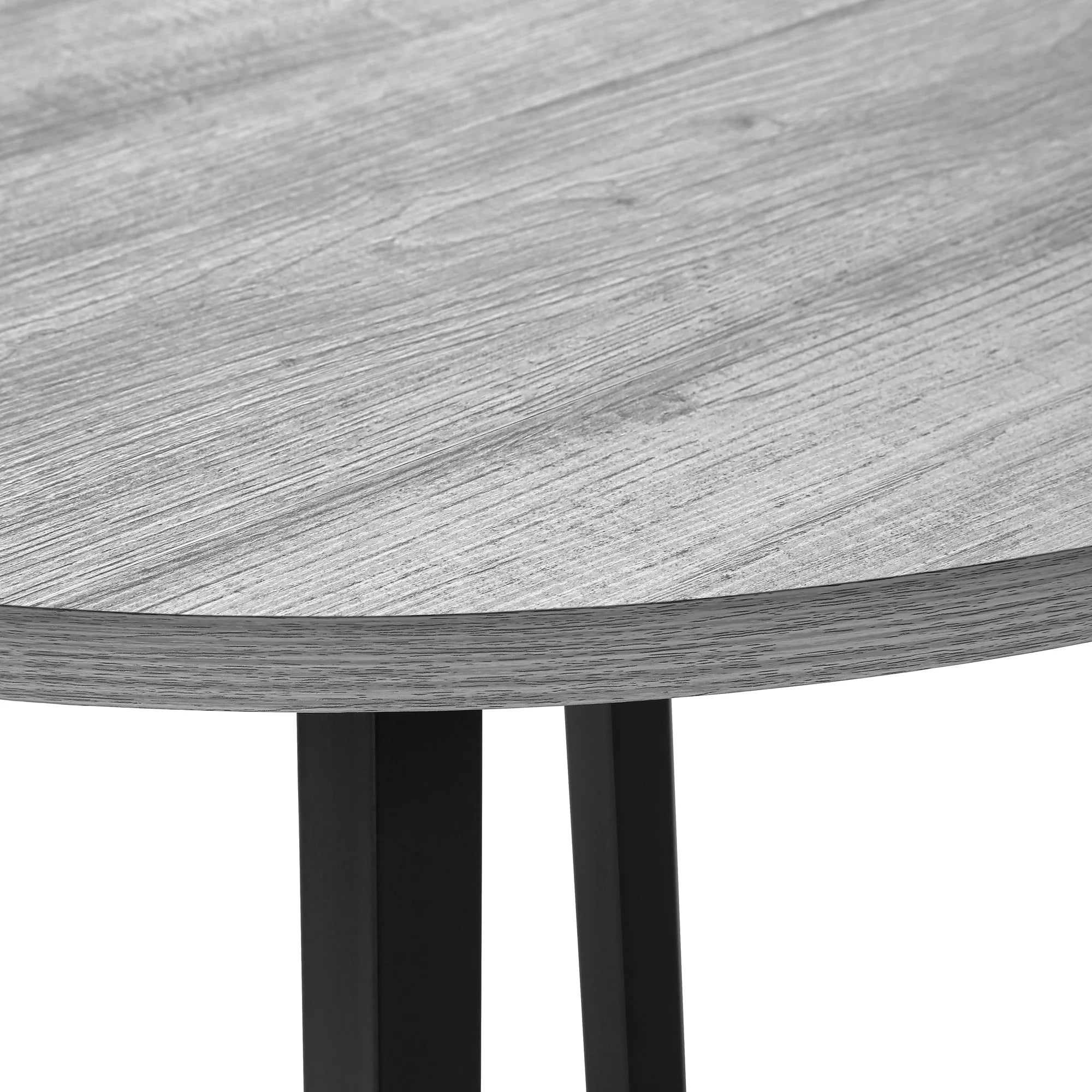 Gray 3pcs Drop Leaf Dining Table Set with Black Metal W49633