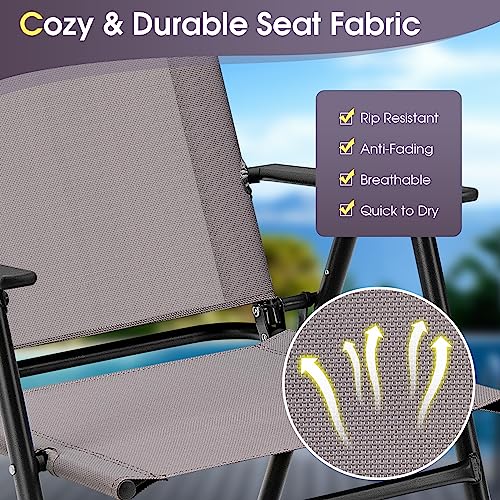 Portable Folding Chairs with Metal Frame & Armrest (4) I1681