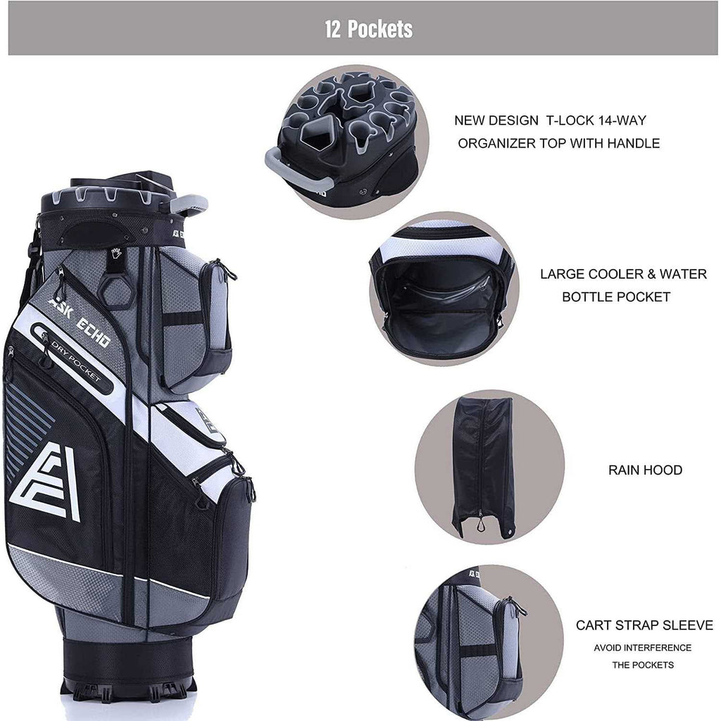 14 Way Organizer Golf Cart Bag with Rain Cover D6268