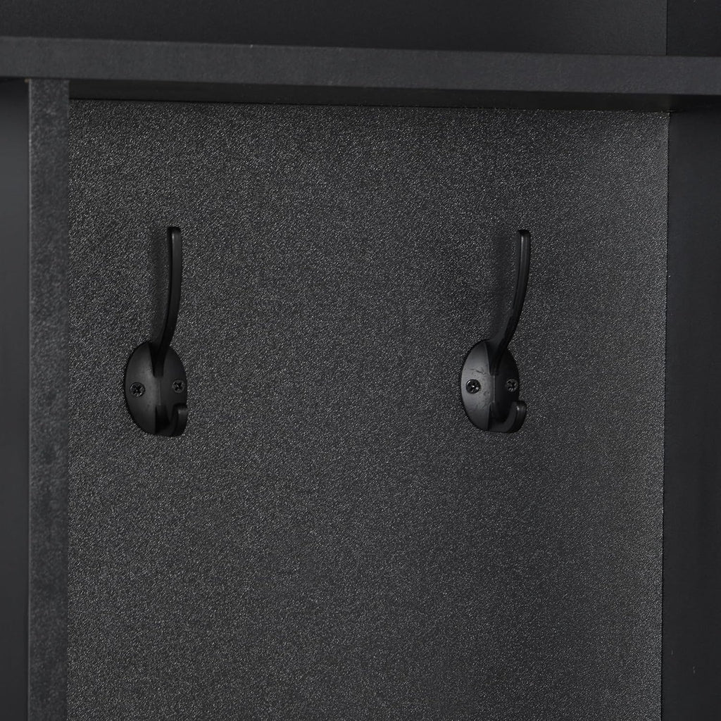 Black Hall Tree with Storage Bench and 8 Hooks I537305