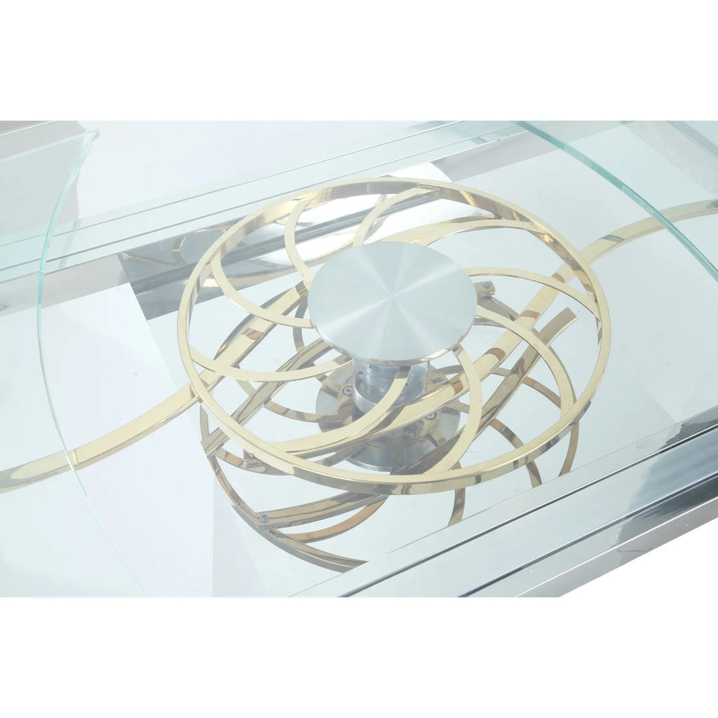 Steel and Glass Motion-Extendable Dining Table W77465