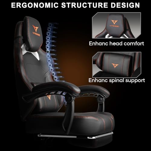 Big and Tall Gaming Chair with Footrest, Ergonomic Computer Chair (Black+Red) S5500