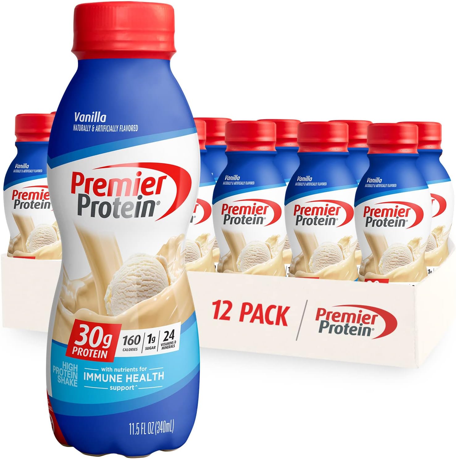 Vanilla & Bananas & Cream Protein Shake, 30g Protein, 1g Sugar, 12 Pack T754